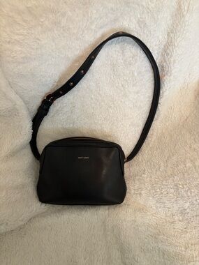 Matt & Nat Black Vegan Leather Crossbody with Rose Gold Accents